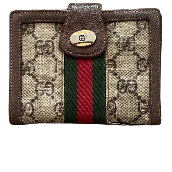 Gucci Handbags - Vintage Gucci Brown and Green Wallet